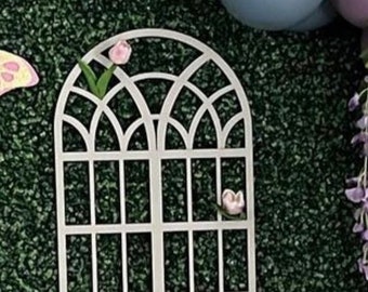 Wooden window frame, birthday, baby shower party back drop decoration.