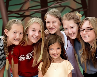 Custom Family Portrait, Digital Oil Painting (Digital Download)