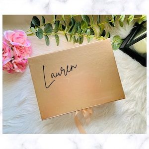 Personalised Rose Gold Magnetic Gift Box MEDIUM with Ribbon for Bridesmaids, bridesmaid proposal gift box