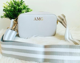Personalized Crossbody Bag: PU Leather Monogram Shoulder Bag