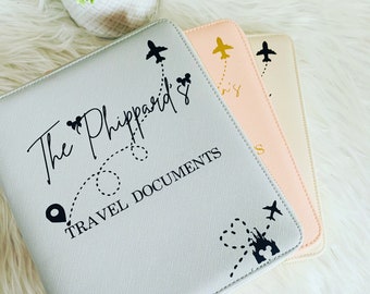 Personalized Family Travel Document Holder, PU Leather Wallet