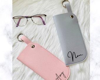 Personalised Glasses case, PU leather Sunglasses case, Slim Glasses holder, Glasses sleeve, Gifts for Mom,Dad, Holiday Accessories