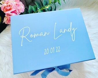 Personalized New Baby Gift Box, Magnetic Keepsake Box
