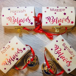 Polar Express sleigh bell with personalised wooden box|santa bell|belive bell|gold hand bell