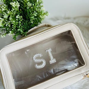 Personalised Clear travel Cosmetic bag, Custom makeup bag, Clear Travel toiletry bag, bridesmaid gifts, Boutique accessory case