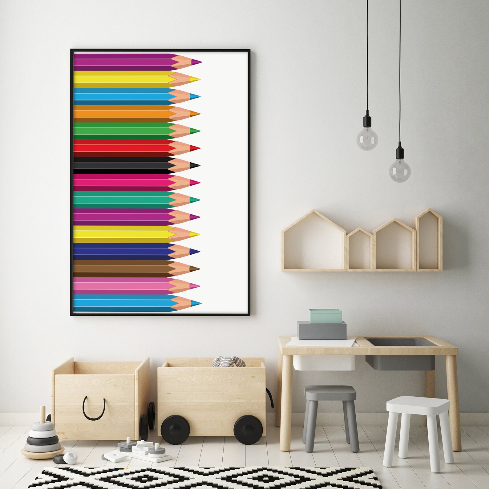 Nursery Wall Art Colored Pencils Printable Wall Art Colour Etsy