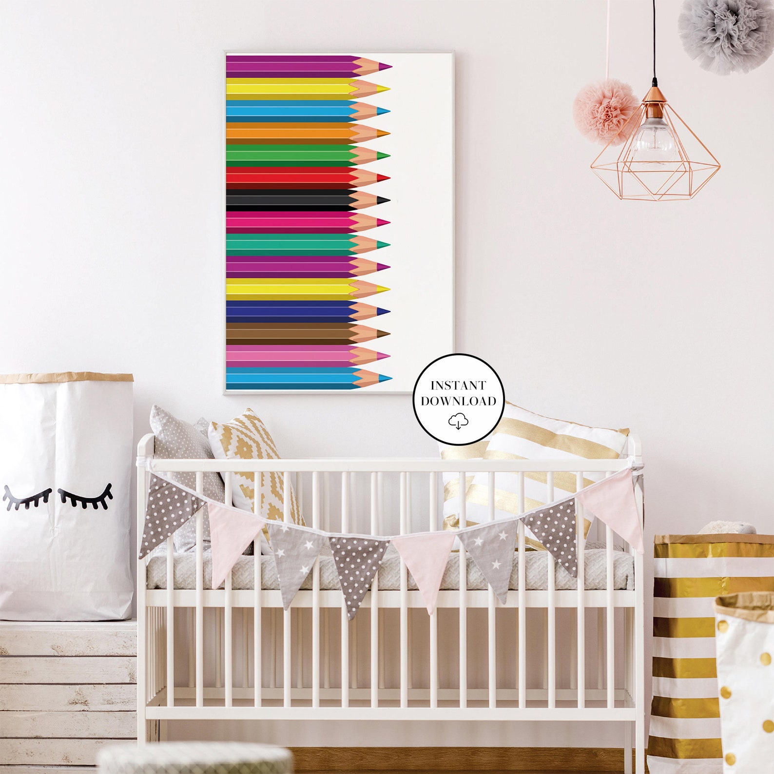 Nursery Wall Art Colored Pencils Printable Wall Art Colour Etsy