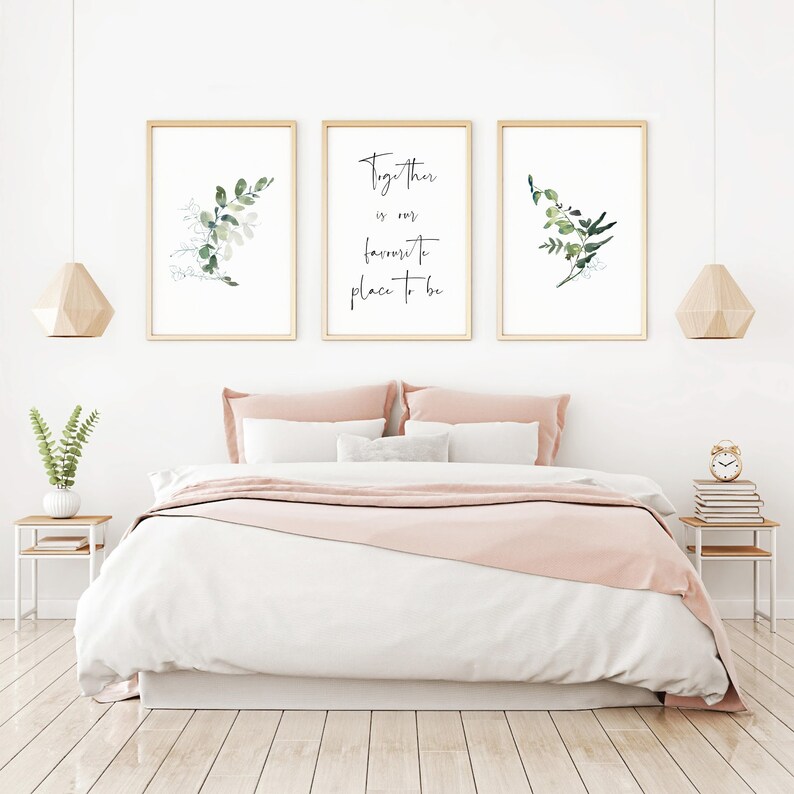 Bedroom Decor Above Bed Print Set Of 3 Wall Art Together Etsy