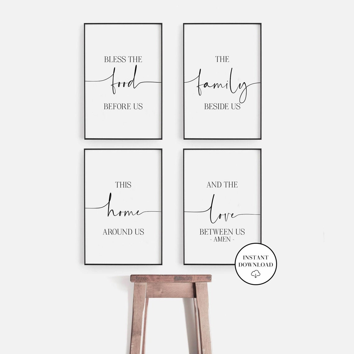Kitchen Wall Art Bless The Food Before Us Sign Set Of 4 | Etsy