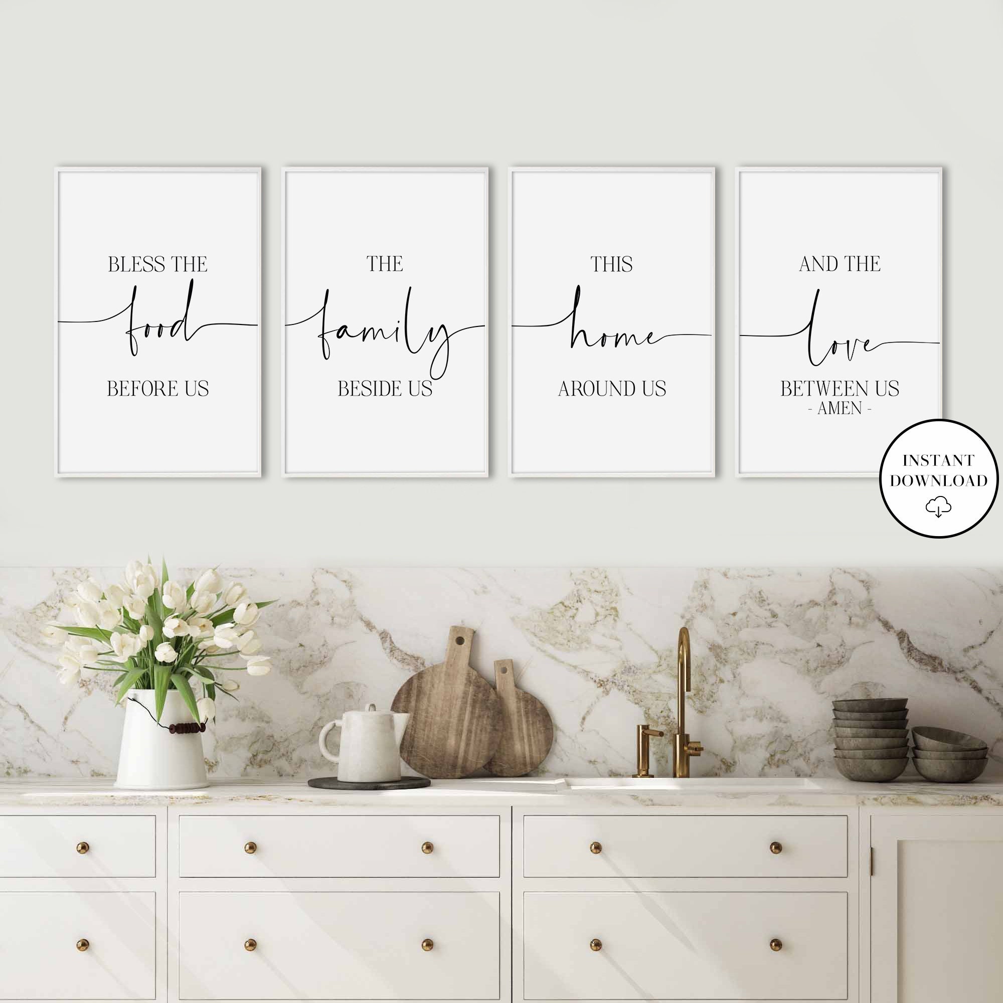 Kitchen Wall Art Bless The Food Before Us Sign Set Of 4 | Etsy