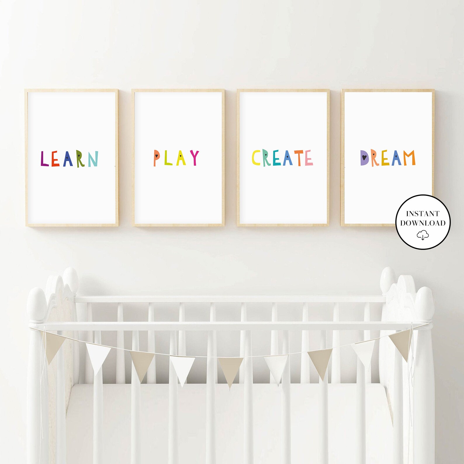 Children's Playroom Words Set of 4 Prints Kids Art Print Etsy