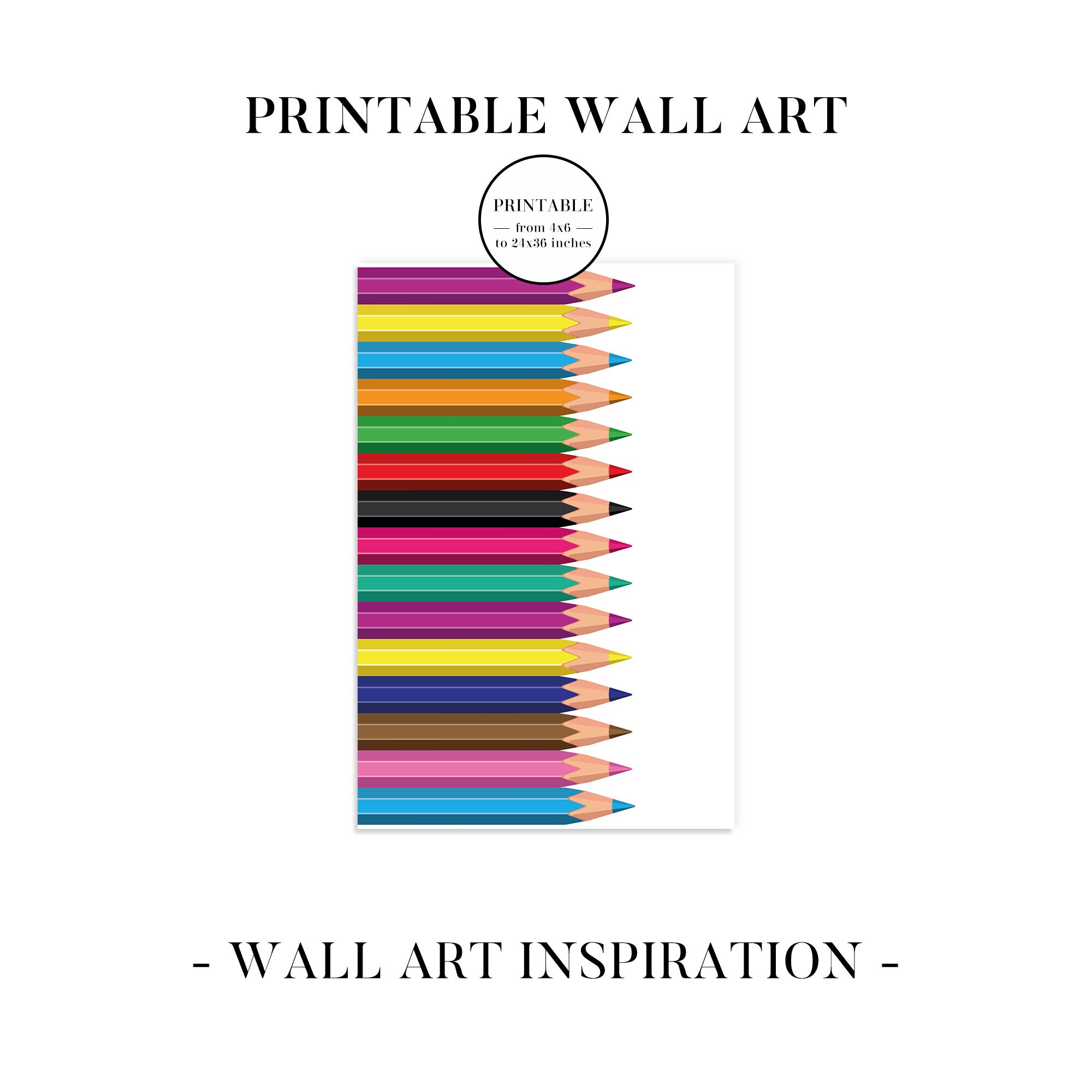 Nursery Wall Art Colored Pencils Printable Wall Art Colour Etsy