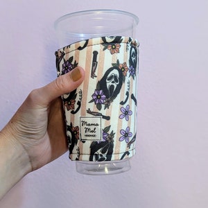 Gruseliger Schrei Getränkewärmer, Schwarze gruselige Getränkehülle, Halloween-Eiskaffeekanne, Eiskaffee-Hülle, Spooky Vibes-Getränkehalter, Geschenke für Sie