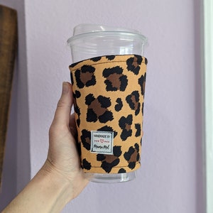 Leopard Print Drink Cozy, Iced Coffee Sleeve, Coffee Cozie, Iced Coffee Cozy, Cozy for Coffee, Gift for Coffee Lover, Coffee gift for Mom
