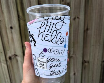 Notebook Paper Drink Cozy, Back to School Teacher Coffee Sleeve, Teacher Appreciation gift, School Supplies Iced Coffee Sleeve, Coffee Gift