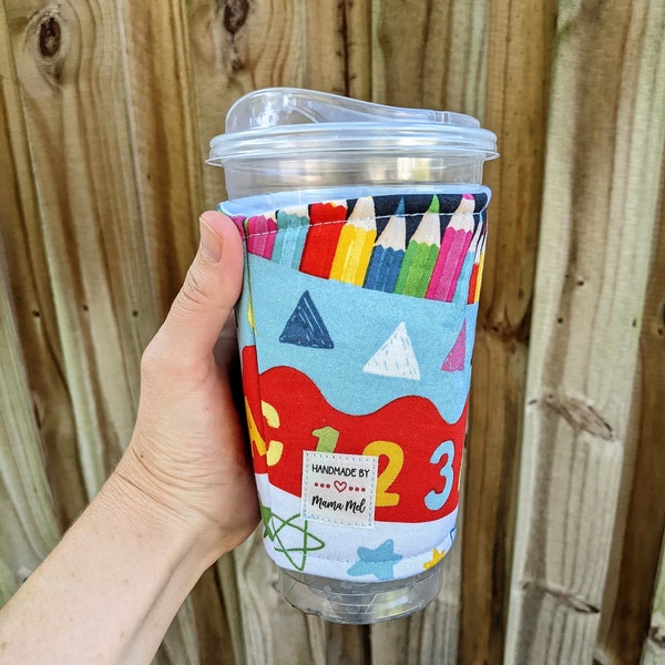 Drink Cozy, Back to School Coffee Sleeve, Teacher Appreciation, Iced Coffee Sleeve, Teacher Drink Cozy, Numbers Coffee Cuff, Art Supplies