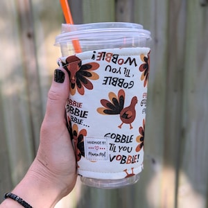 Funny Thanksgiving Drink Cozy, Pumpkin Spice Drink Sleeve, Autumn Iced Coffee Cozy, Iced Coffee Sleeve, Drink Holder, Coffee Lover Gift