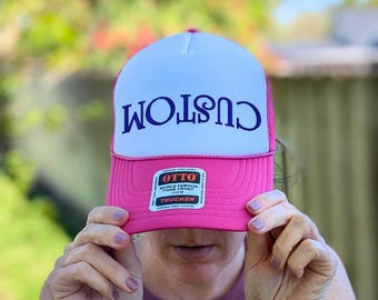 Cappello da camionista capovolto ricamato personalizzabile, cappello da camionista in schiuma snapback per lei o per lui, scegli la tua tendenza capovolta, cappello unisex