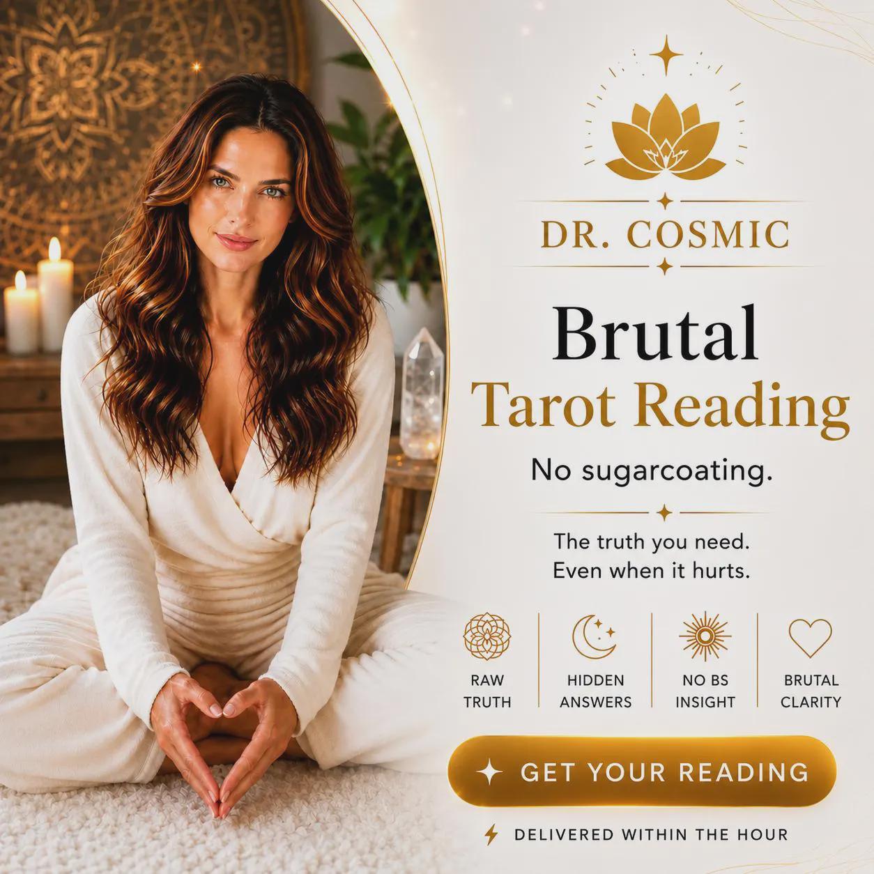 Same Hour Extra Detailed Brutal Tarot Reading, No sugar coating, Honest Brutal Psychic Prediction
