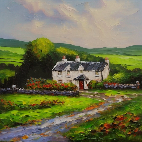 Irish Cottage Painting Etsy