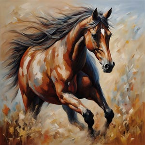Horse Painting Animal Original Art Horse Impasto Oil Painting American Indian Horse Artwork Custom Gift Painting