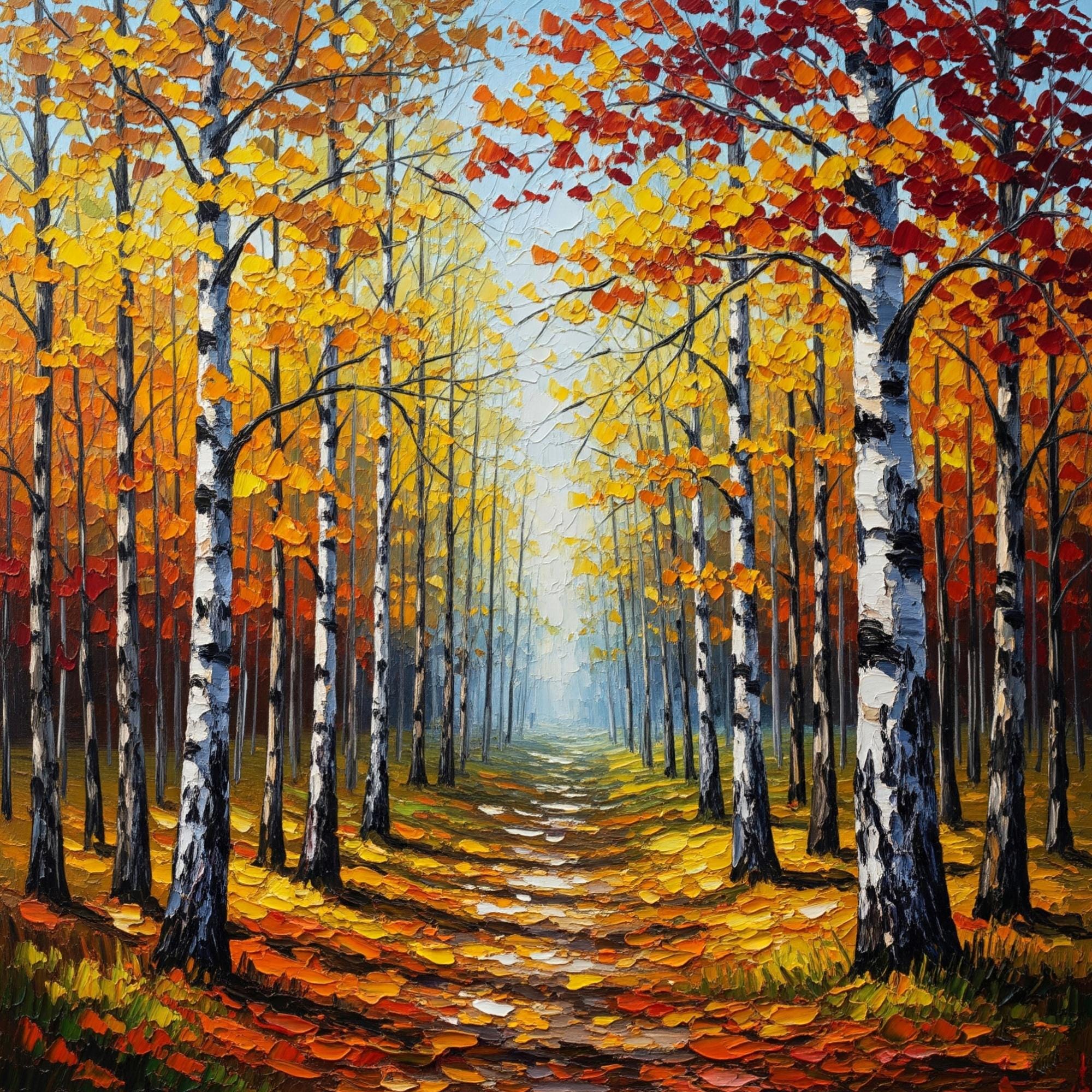 【SM号】 天使候補 01 油画 油彩 oil painting Birch Tree Original Oil Painting Vermont Fall Landscape Impasto