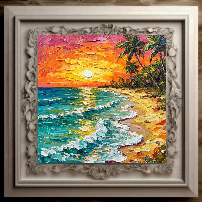 Oahu Hawaii Painting Seascape Oil Original Art Tropical Palm Tree ...