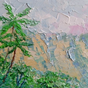 Oahu Hawaii Painting Palm Trees Original Art Seascape Impasto Oil Painting Oahu Wall Art 6 x 8 inches Gift Painting