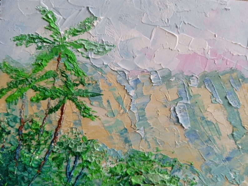 Oahu Hawaii Painting Palm Trees Original Art Seascape Impasto Oil Painting Oahu Wall Art 6 x 8 inches Gift Painting