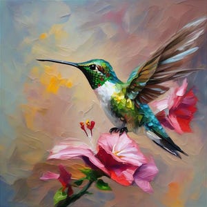 Hummingbird Painting Bird Original Oil Art Animal Artwork Hummingbird Wall Art Impasto Personalized Gifts by ArtElenaBerezina
