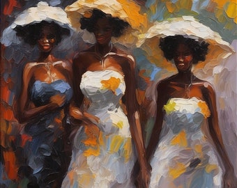 African American Women Original Oil Painting Black Woman Wall Art Figure by ArtElenaBerezina