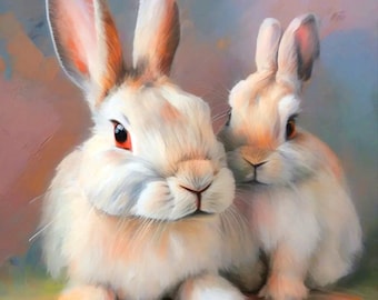 Original Rabbit Oil Painting on Canvas Animal Wall Art by ArtElenaBerezina