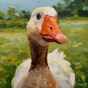 Geese Painting Goose Original Art Bird Painting Farm Animal Art Rustic Oil Painting Impasto Personalized Gifts by ArtElenaBerezina