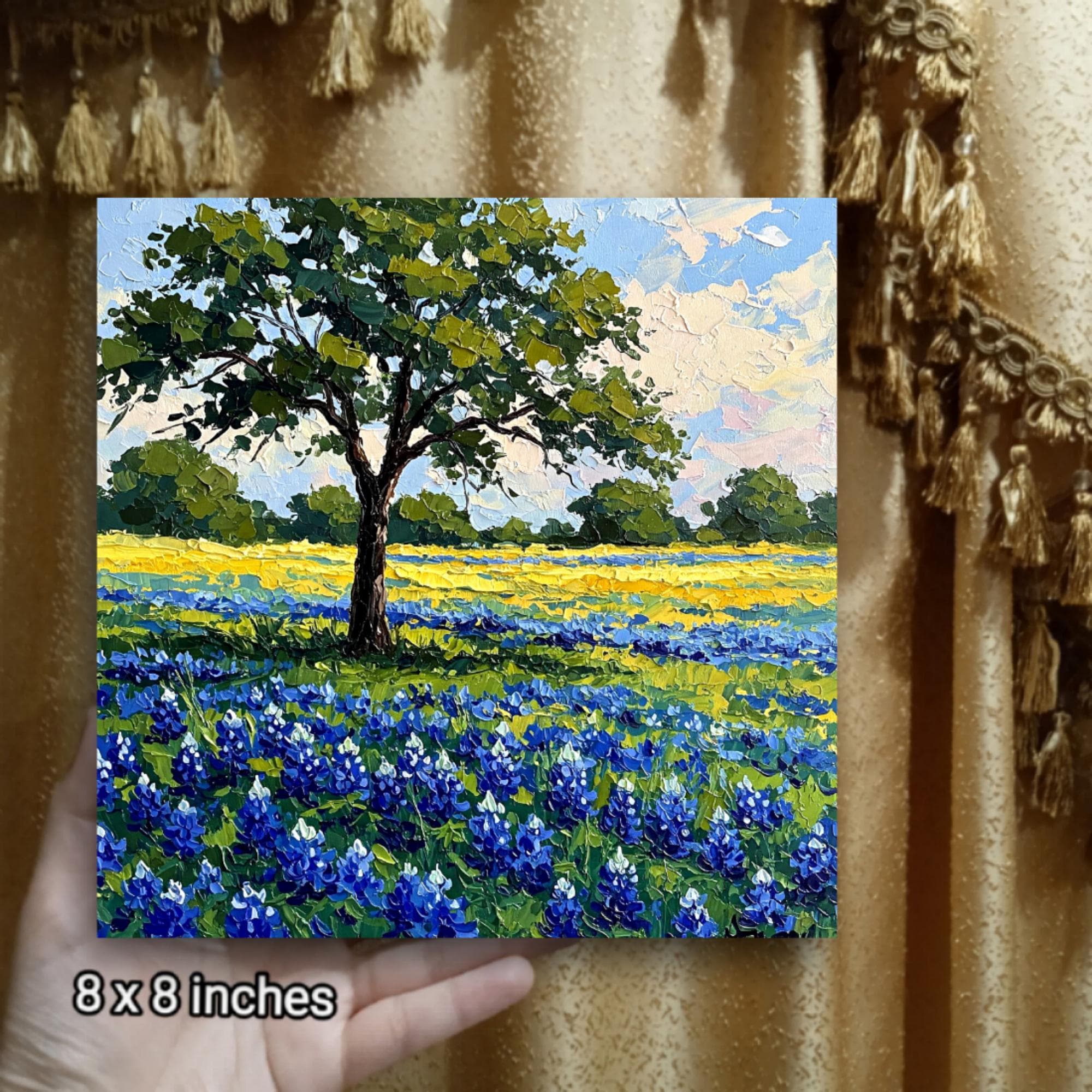 Bluebonnet Original Impasto Oil Painting Texas Wildflower