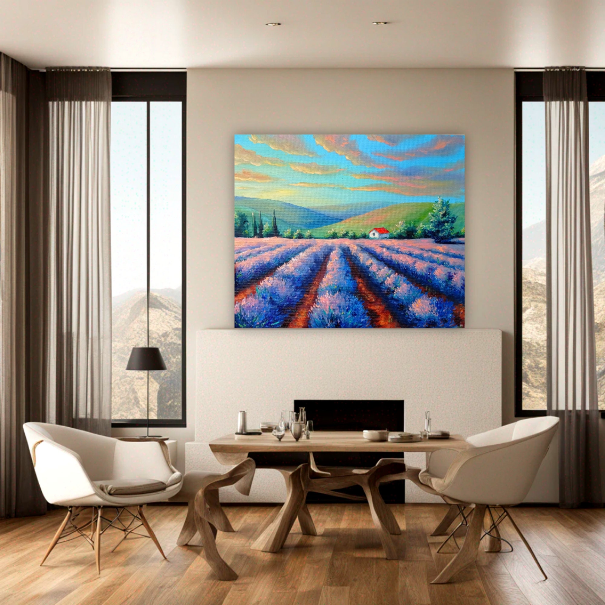 Tuscany Painting Lavender Field Oil Original Italian Landscape Art ...
