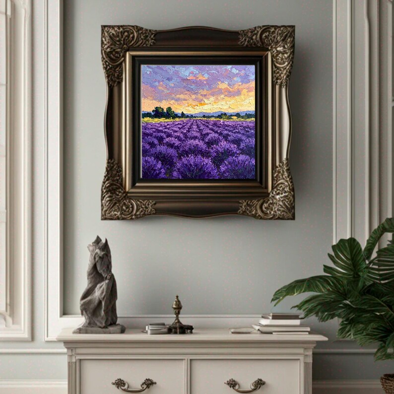 Tuscany Lavender Field Original Oil Painting Impasto Art Canvas by ...