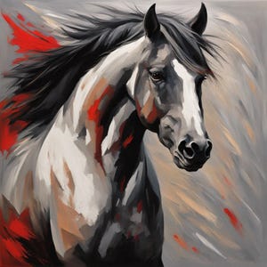 Horse Painting Animal Original Art Horse Impasto Oil Painting American Indian Horse Artwork Custom Gift Painting