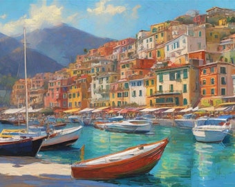 Positano Painting Original Oil Amalfi Coast Italy Seascape Canvas by ArtElenaBerezina