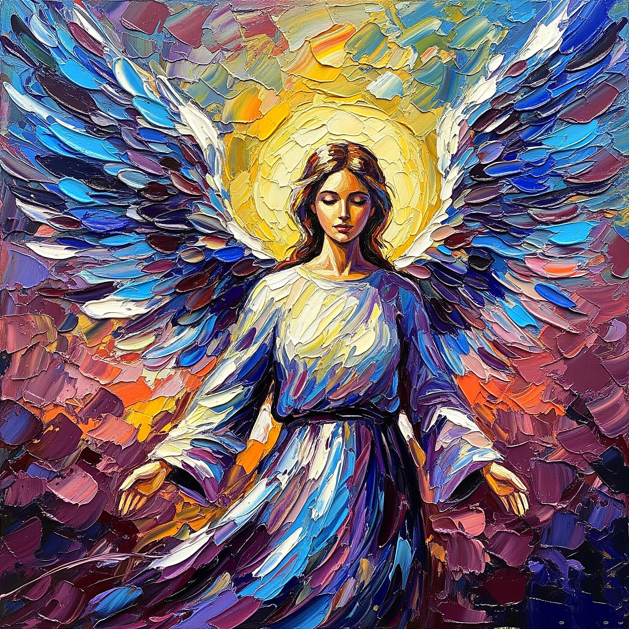 【SM号】 天使候補04 油画 油彩 oil painting Vintage Angel Oil Painting Winged Angel Original Art Impasto