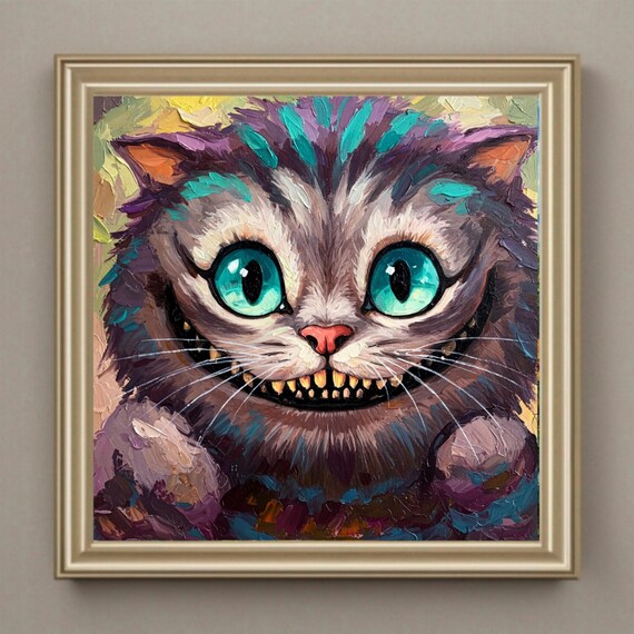 Cheshire Cat Original Oil Painting Alice in Wonderland Gothic Wall