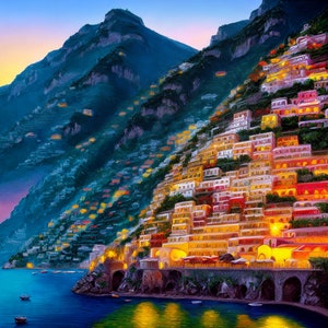 Positano Painting Amalfi Coast Original Art Italy Impasto Oil Painting Seascape Artwork Custom Gift Painting