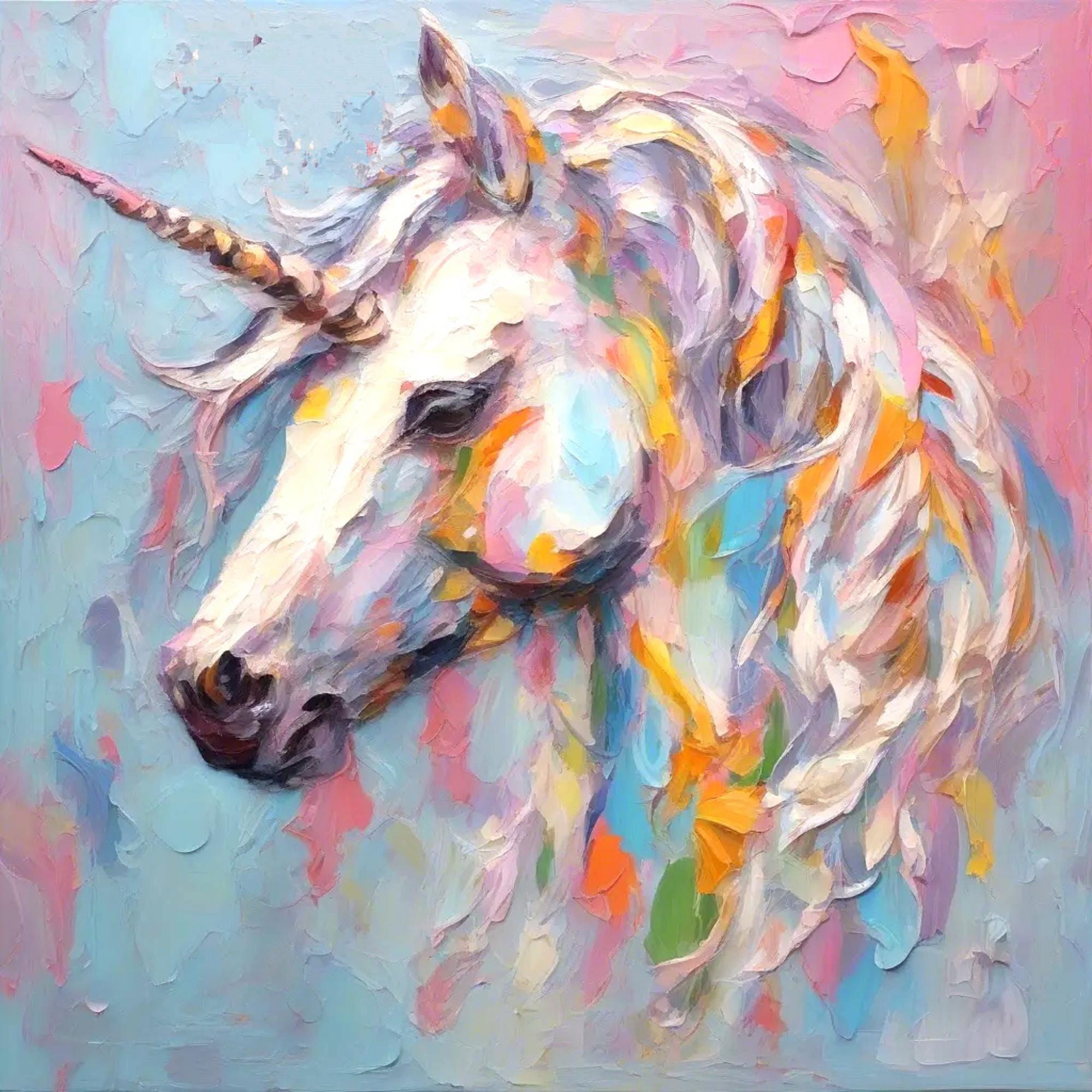 Unicorn Painting Original Oil Painting Fantasy Fairytale Wall Art