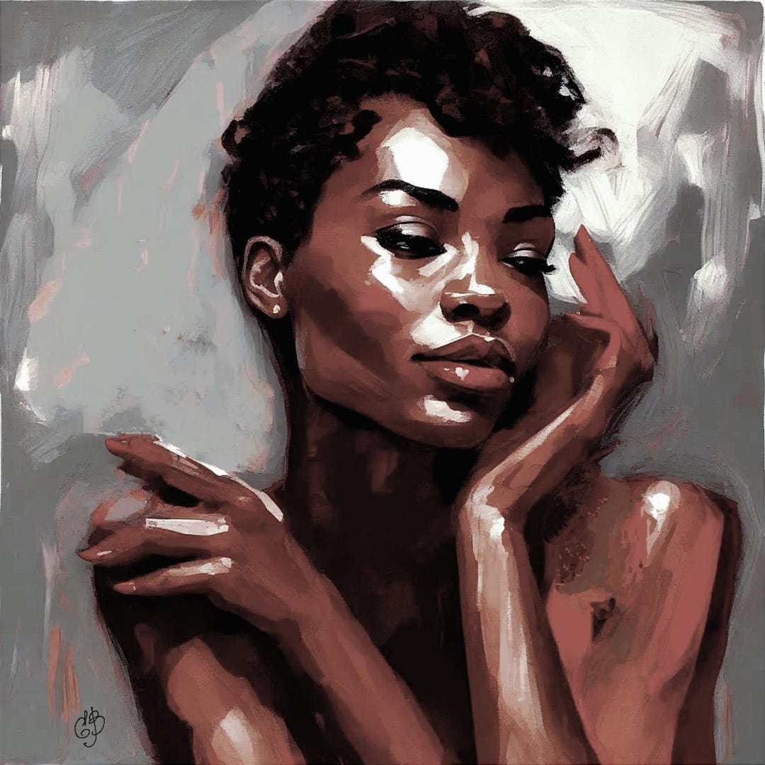 African American Woman Original Oil Painting Black Woman Portrait Art ...