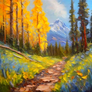 Colorado Painting Rocky Mountains Original Art Pine Tree Fall Impasto Oil Painting Hiking Wall Art Custom Gift Painting