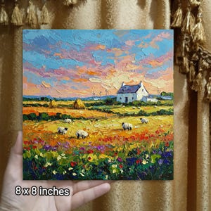 Ireland Cottage Original Impasto Oil Painting Sheep Lamb Art Impasto by ...