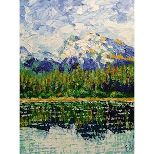 Colorado Rocky Mountains Oil Painting Original Impasto Pine Tree Landscape Art Cardboard Custom
