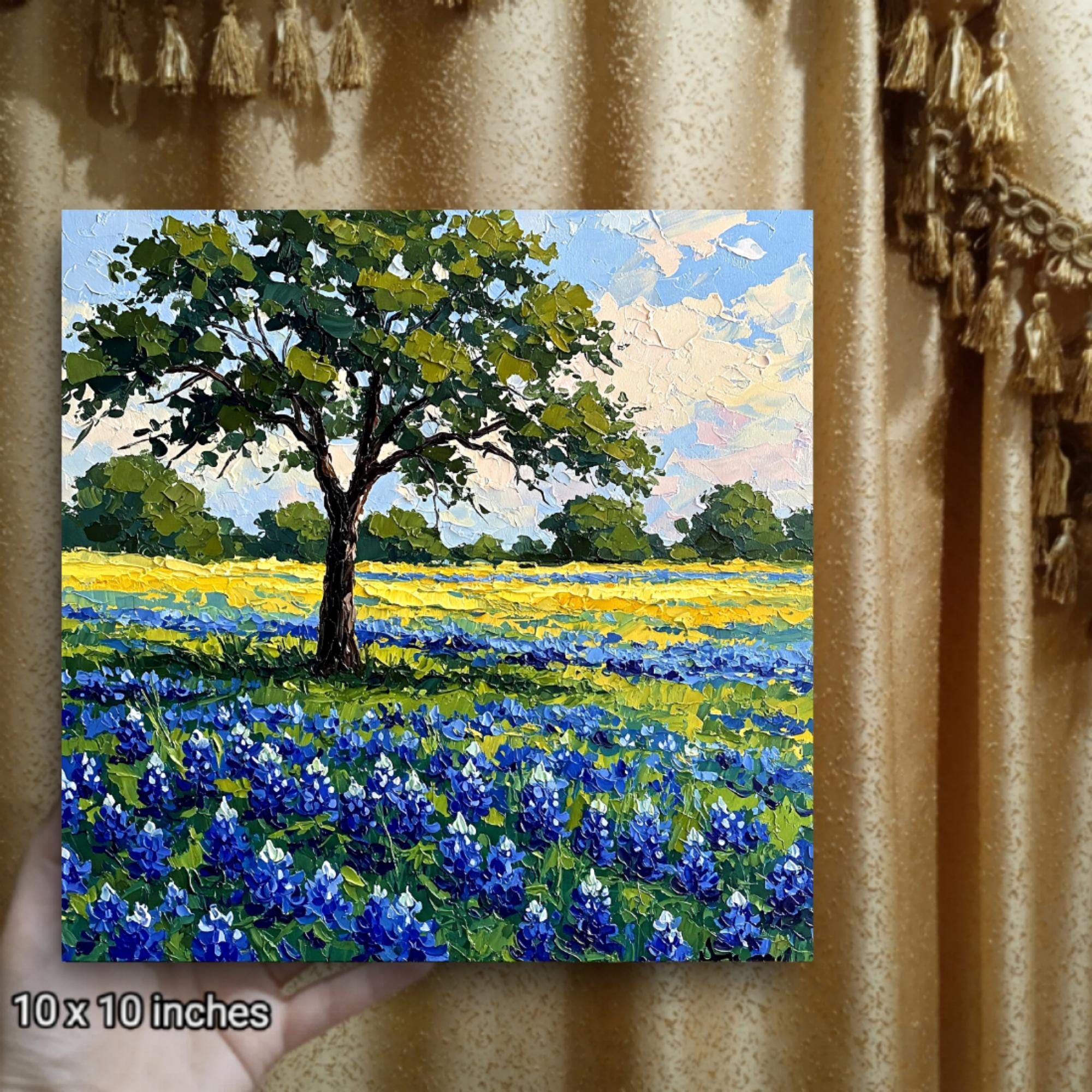 Bluebonnet Original Impasto Oil Painting Texas Wildflower