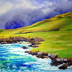 Ireland Painting Irish Original Art Landscape Artwork Seascape Wall Art Sky Painting Custom Gift Painting by ArtElenaBerezina
