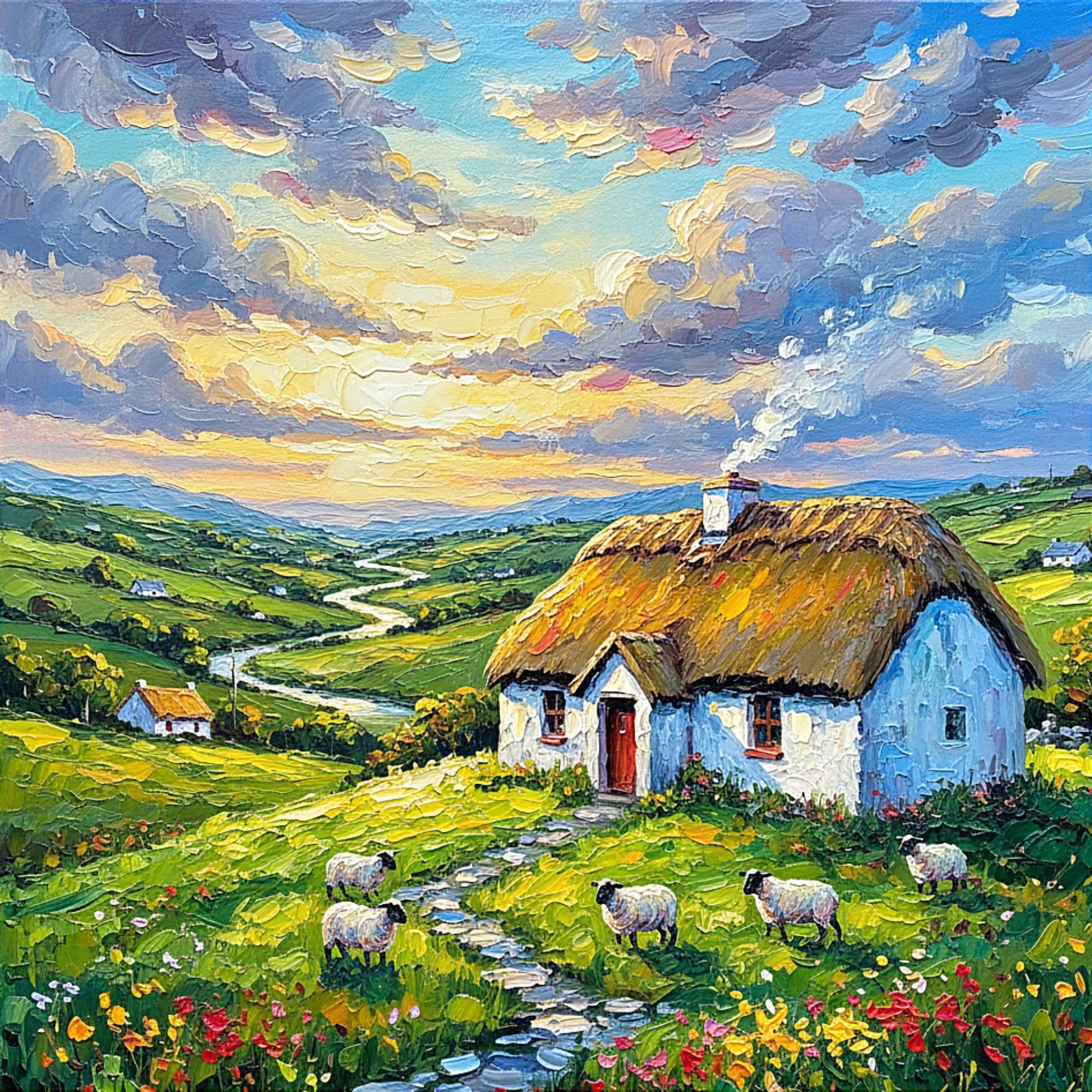 Sheep Haystack Irish Landscape Original Oil Painting Sheep Haystack Ireland Art ...