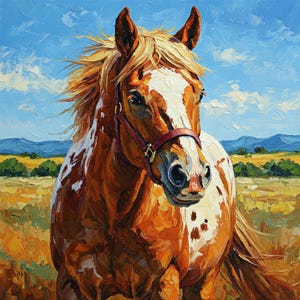 Horse Painting Animal Original Art Horse Impasto Oil Painting American Indian Horse Artwork Custom Gift Painting by ArtElenaBerezina
